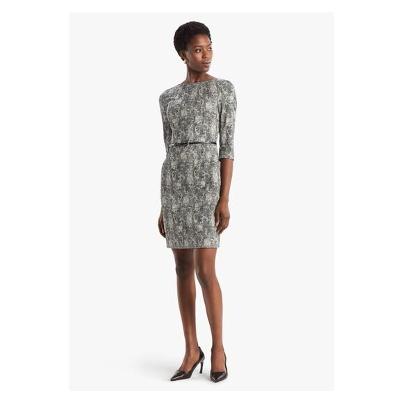 MM Lafleur Crackle Print Etsuko Sheath Dress Sz.12 - Picture 3 of 16